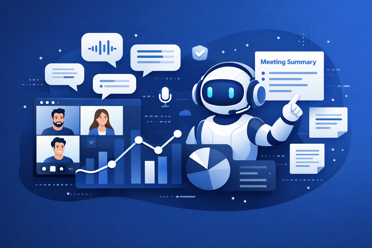 AI meeting analysis illustration